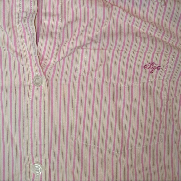 Duck Head Jeans Co Pink Yellow Stripe 3/4 Roll Sleeve Button Down … - Picture 3 of 11